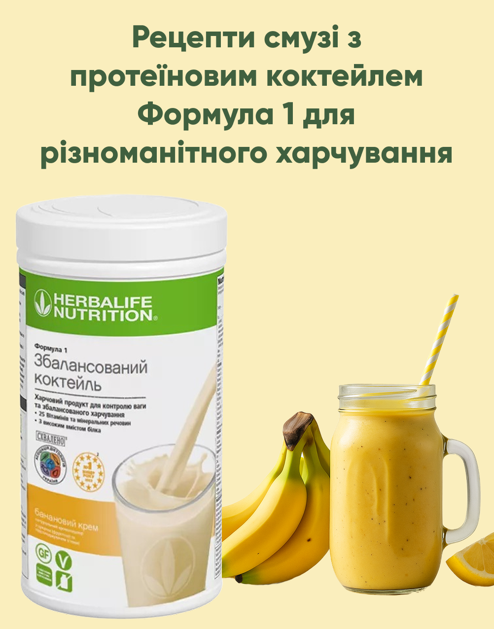 Рецепти смузі з протеїновим коктейлем Формула 1 для різноманітного харчування.